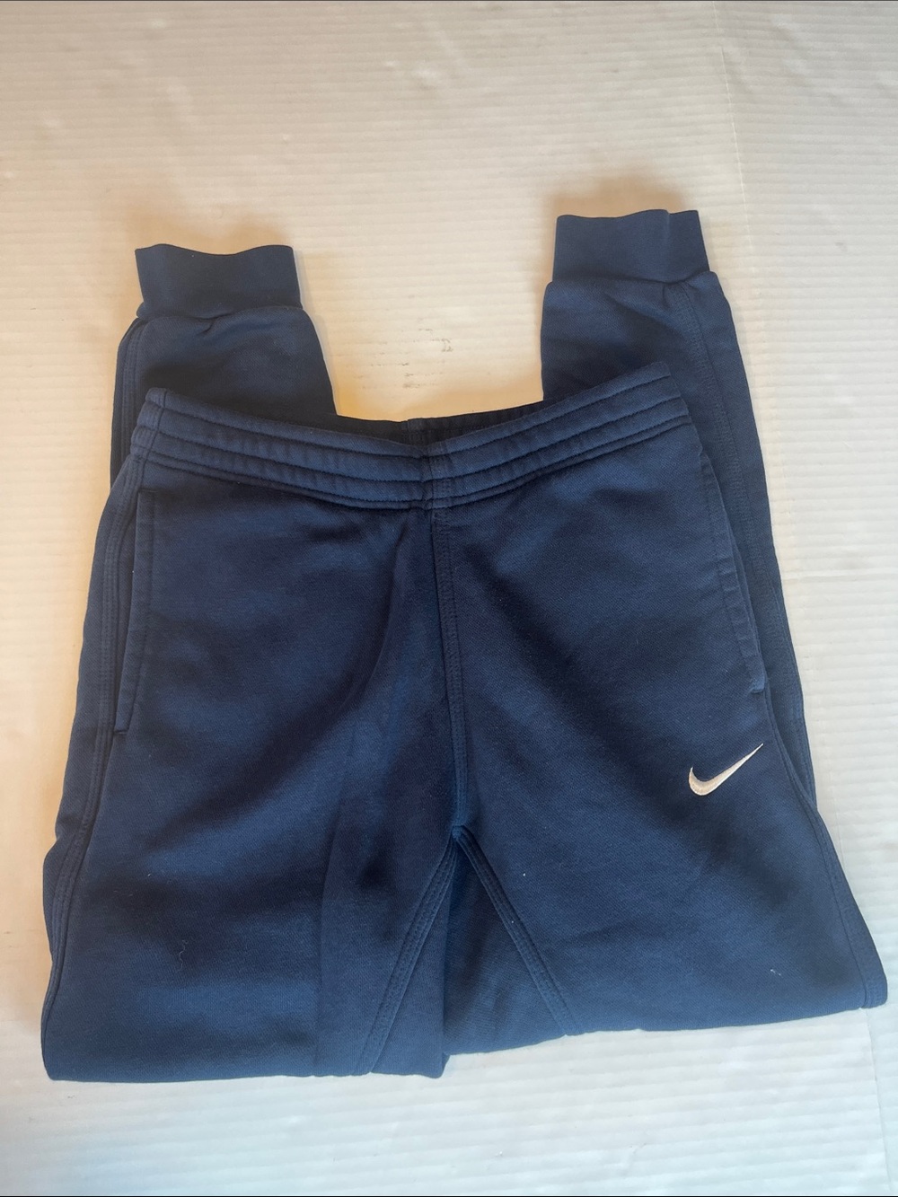 Nike Navy Blue Men's Jogger Sweatpants with White Swoosh